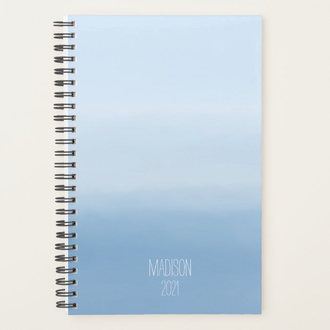 Blue sky watercolor ombre planner (Front)