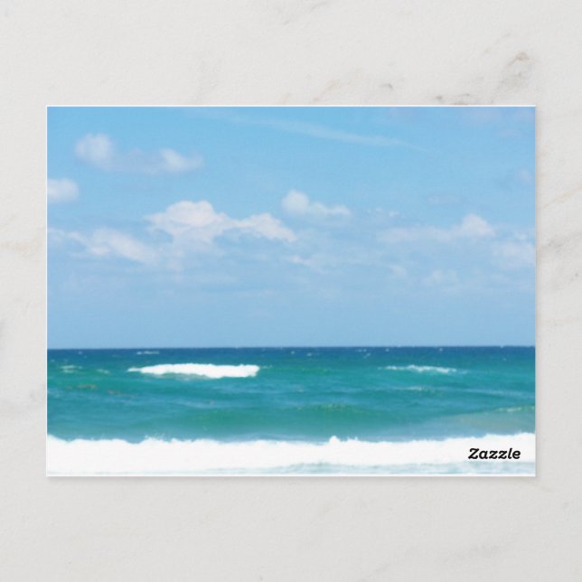 Blue Sky Waves With Whitewash At Delray Horizon  Postcard (Back)