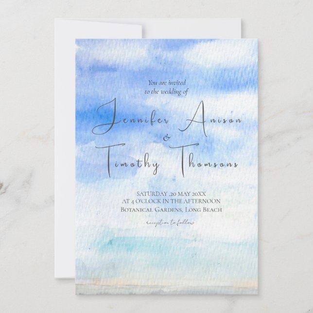 blue sky wedding invitation  (Front)