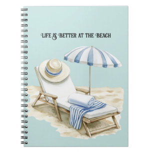 Blue Sky White Beach Umbrella Notebook