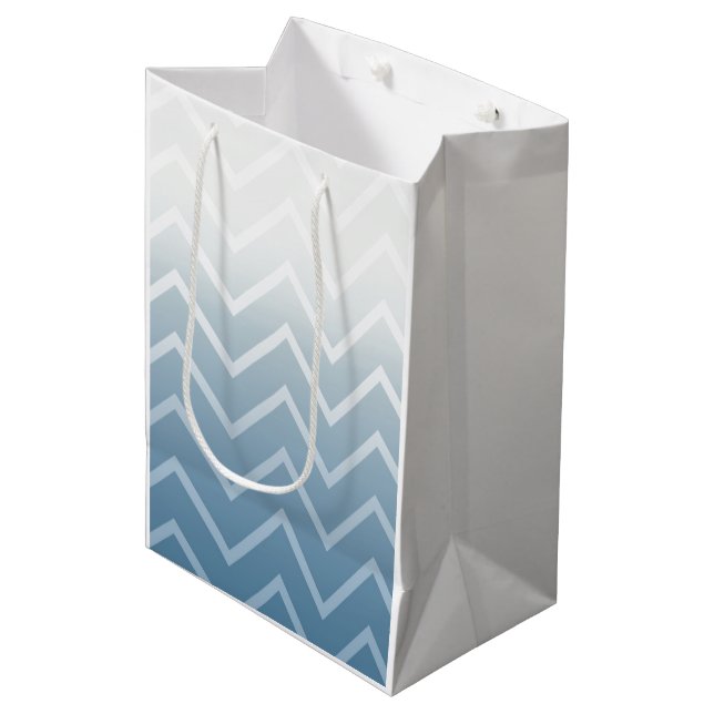 Blue Sky White Chevron Medium Gift Bag (Front Angled)