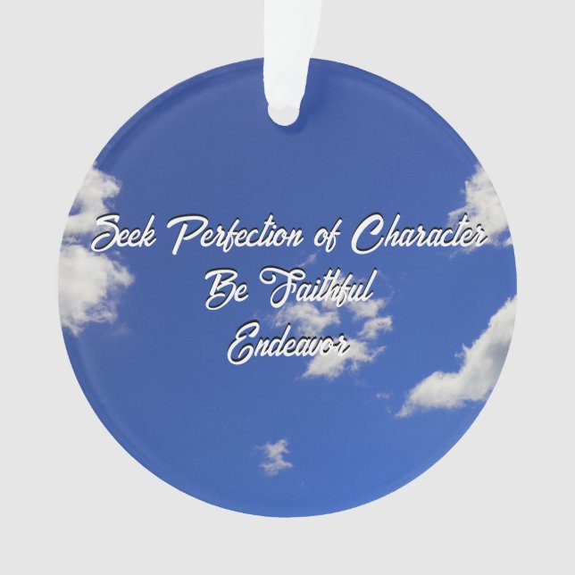Blue Sky white Clouds Photo Dojo Kun Ornament (Front)