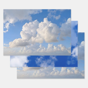 Blue Sky White Clouds Photo Wrapping Paper Sheet