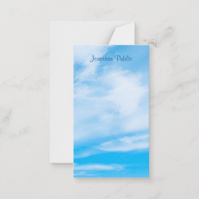 Blue Sky White Clouds Template Handwritten Script (Front)