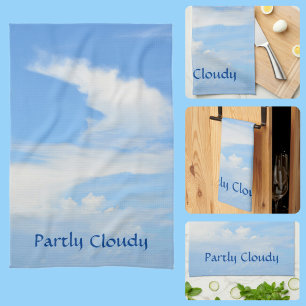 Blue Sky with a Swirling White Cloud Tea Towel