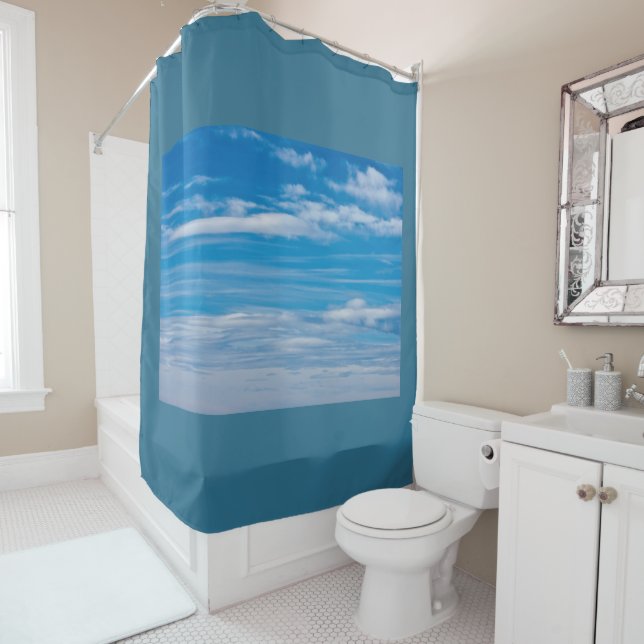 Blue Sky With Cloud Streaks Shower Curtain (In Situ)