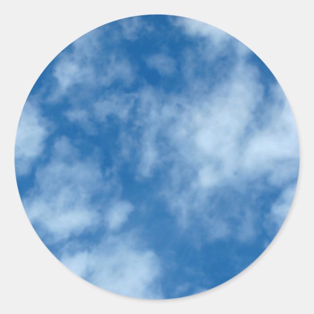 Blue Sky with Clouds Photo Classic Round Sticker (Front)