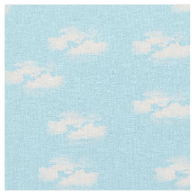 Blue sky with fluffy clouds fabric (Close Up)