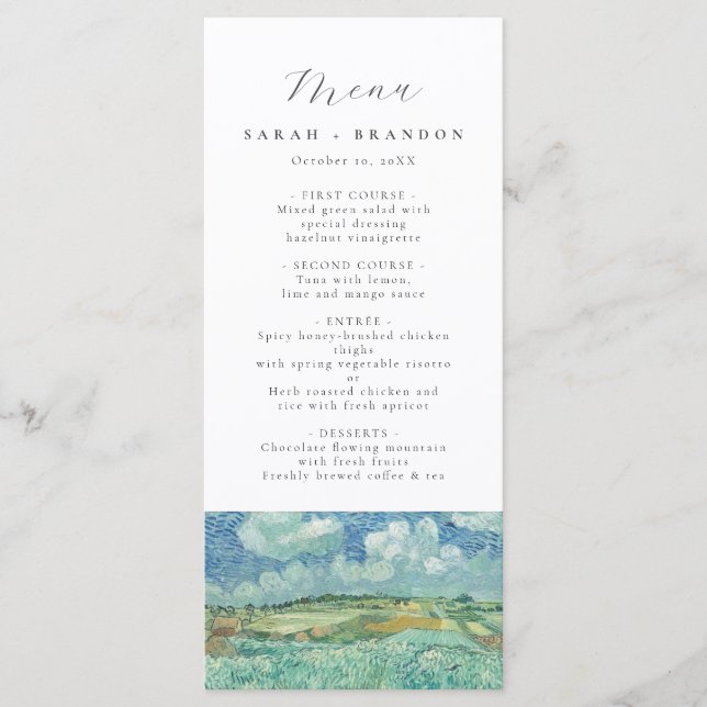 Blue Sky with Green Field Wedding  Menu (Front)