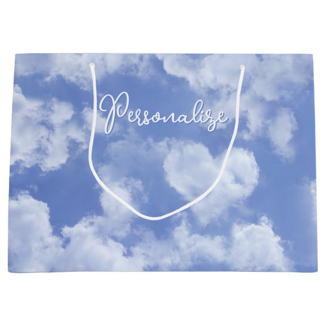  Blue Sky With Heart Shaped Cloud Add Name Branded Large Gift Bag (Front)