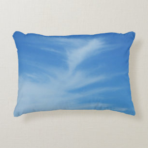 Blue Sky with White Clouds Abstract Nature Photo Decorative Cushion