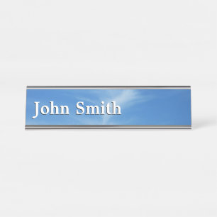 Blue Sky with White Clouds Abstract Nature Photo Desk Name Plate
