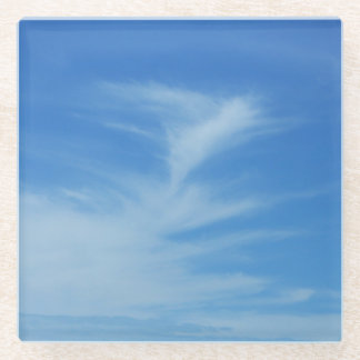 Blue Sky with White Clouds Abstract Nature Photo Glass Coaster