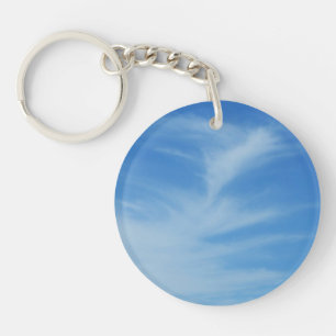 Blue Sky with White Clouds Abstract Nature Photo Key Ring