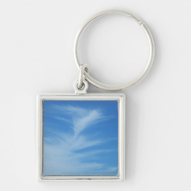 Blue Sky with White Clouds Abstract Nature Photo Key Ring (Front)