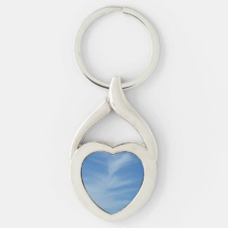 Blue Sky with White Clouds Abstract Nature Photo Key Ring