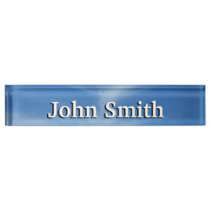Blue Sky with White Clouds Abstract Nature Photo Nameplate