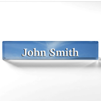 Blue Sky with White Clouds Abstract Nature Photo Nameplate