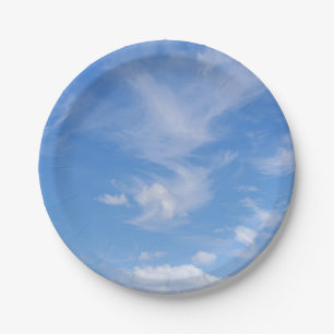 Blue Sky With Wispy Clouds Paper Plate