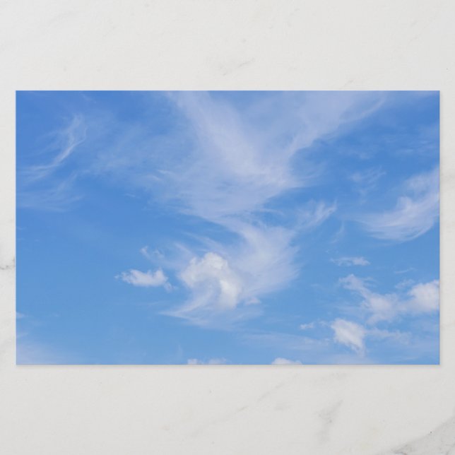 Blue Sky With Wispy Clouds Stationery (Front)