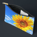 Blue Sky Yellow Sunflower Accessory Pouch<br><div class="desc">Accessory Pouch with Yellow Sunflower and Bees on Blue Sky - Customisable - or Add Your Text / Name / Picture / More - Make Your Special Cosmetic Bags / Toiletry Bags Gifts Accessories - Resize and move or remove and add text / elements with Customisation tool ! Design by...</div>