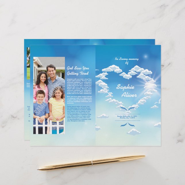 Blue Skyer Funeral Program Template (Front/Back In Situ)