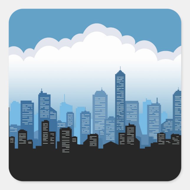 Blue Skys Cityscape Square Sticker (Front)