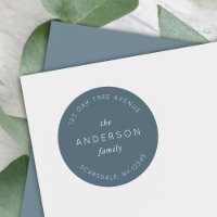 Blue Slate Family Name Return Address Modern