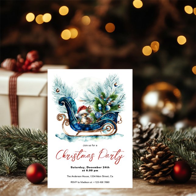Blue Sled Baby Reindeer Invitation (Creator Uploaded)