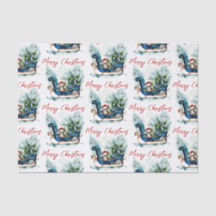 Blue Sled Baby Reindeer Tissue Paper