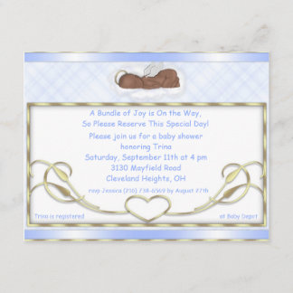 Blue Sleeping Angel Baby Shower Invitations