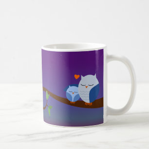 Blue Sleepy Owls Personalised Mug