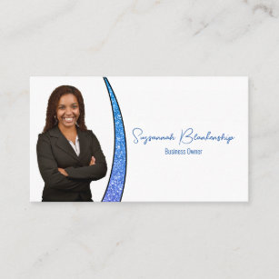 Blue Sliver of Faux Glitter Professional Photo  Business Card
