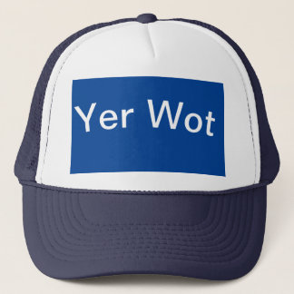 blue slogan trucker hat