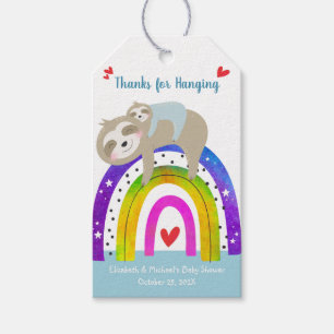 Blue Sloth Boho Rainbow Cute Boy Baby Shower Bold Gift Tags