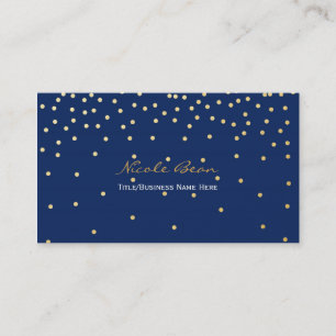 Blue Small Gold Foil Confetti Dots Business Card
