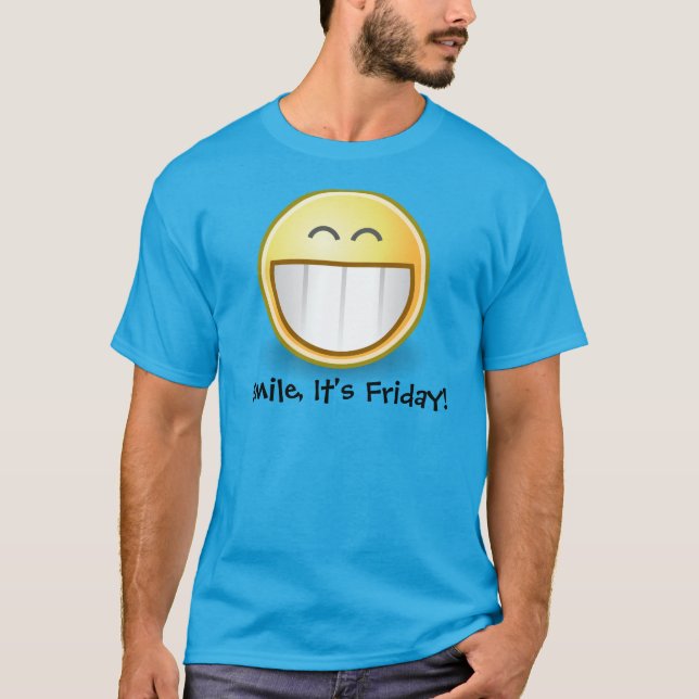 Blue"Smile, It's Friday Face Men's T Shirt (Front)