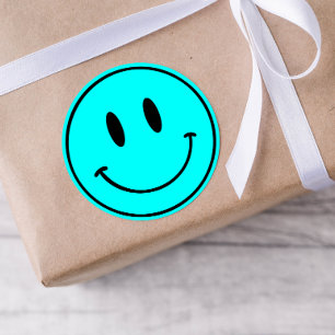 Blue Smiley One Happy Dude/Gal Birthday Stickers