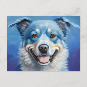 Blue Smiling Dog Postcard