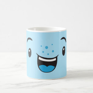 Blue Smiling Kawaii Face Mug