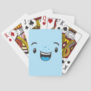 Blue Smiling Kawaii Face Playing Cards