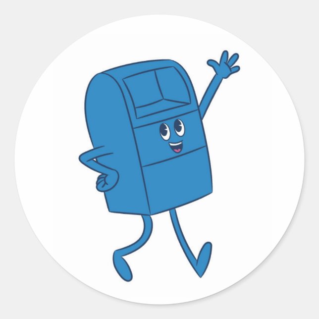 Blue Smiling Mailbox Classic Round Sticker (Front)