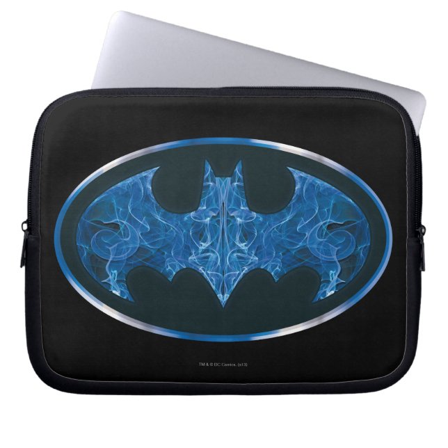 Blue Smoke Bat Symbol Laptop Sleeve (Front)