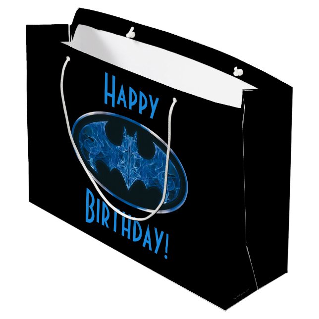 Blue Smoke Bat Symbol Large Gift Bag (Back Angled)