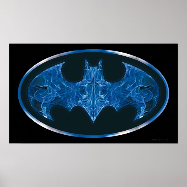 Blue Smoke Bat Symbol Poster (Front)