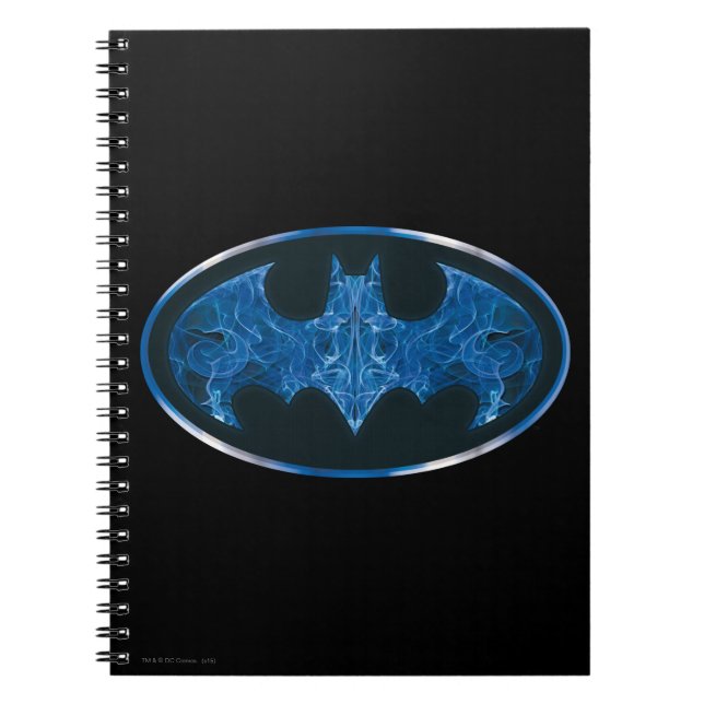 Blue Smoke Bat Symbol Spiral Notebook (Front)