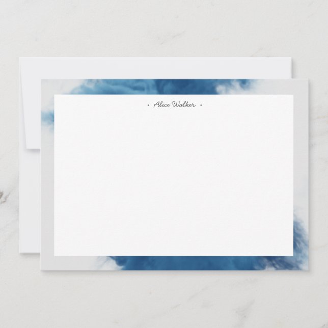 blue smoke effect monogram card (Front)