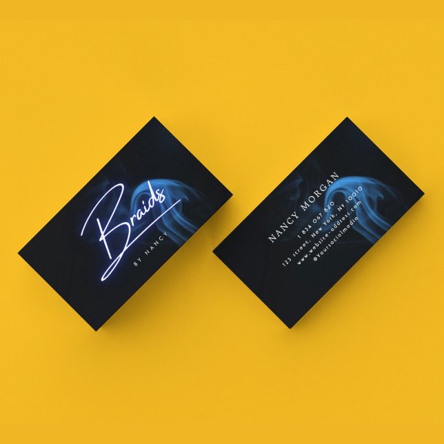 Blue Smoke Neon Braids Business Card (Creator Uploaded)