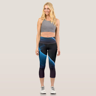 Blue smoke on black capri leggings