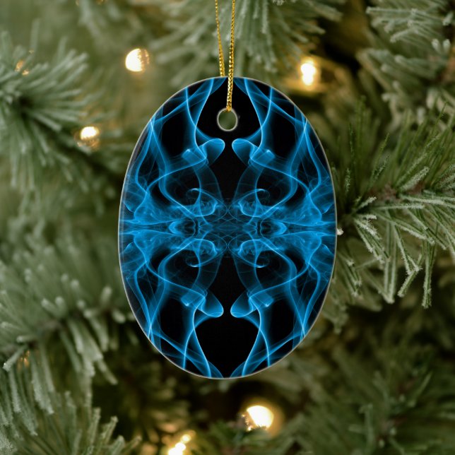 Blue Smoke Symmetrical Minimalist Black Ceramic Tree Decoration (Tree)